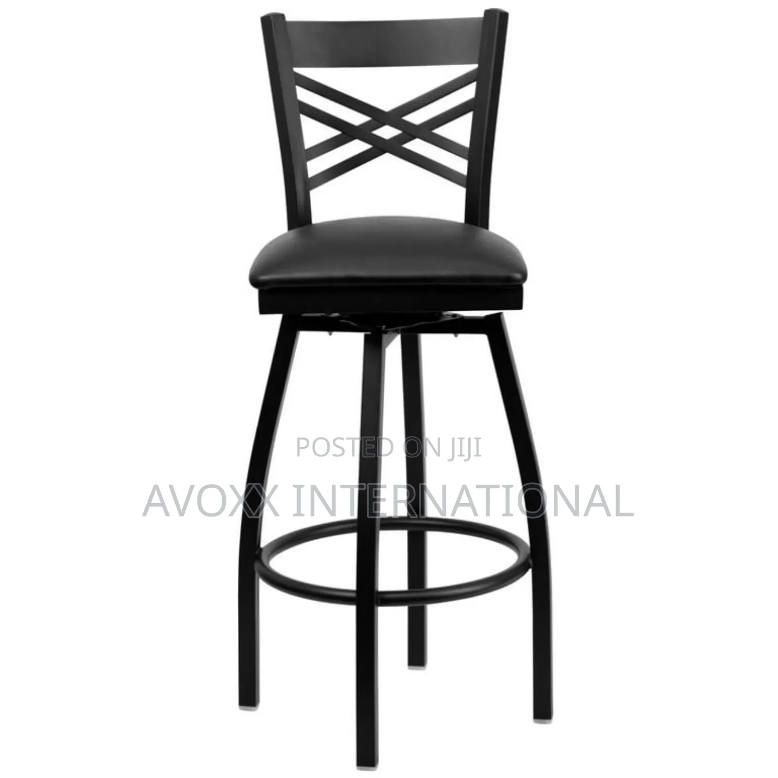 Flash Furniture 2 Pack Black ''X'' Swivel Metal Barstool
