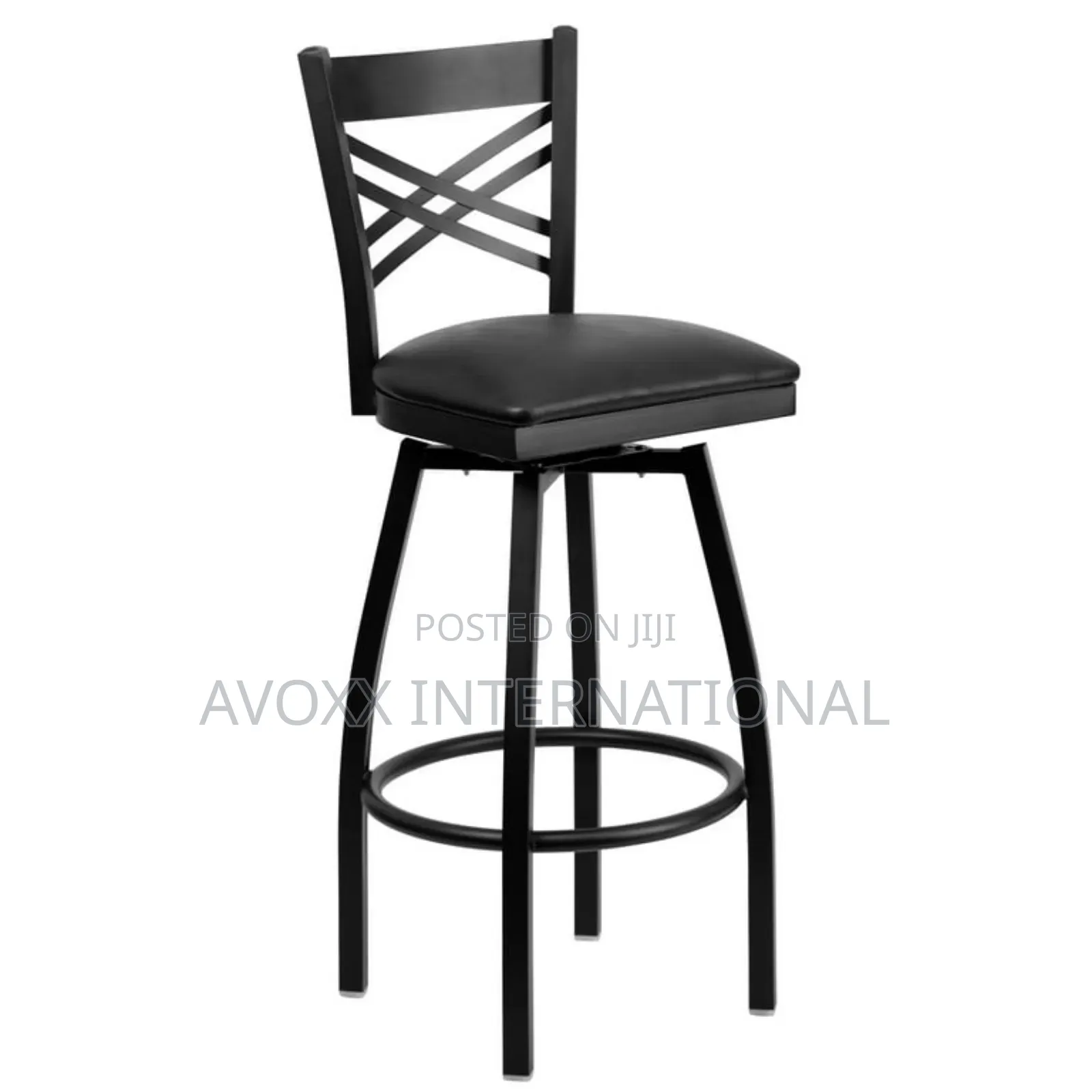 Flash Furniture 2 Pack Black ''X'' Swivel Metal Barstool