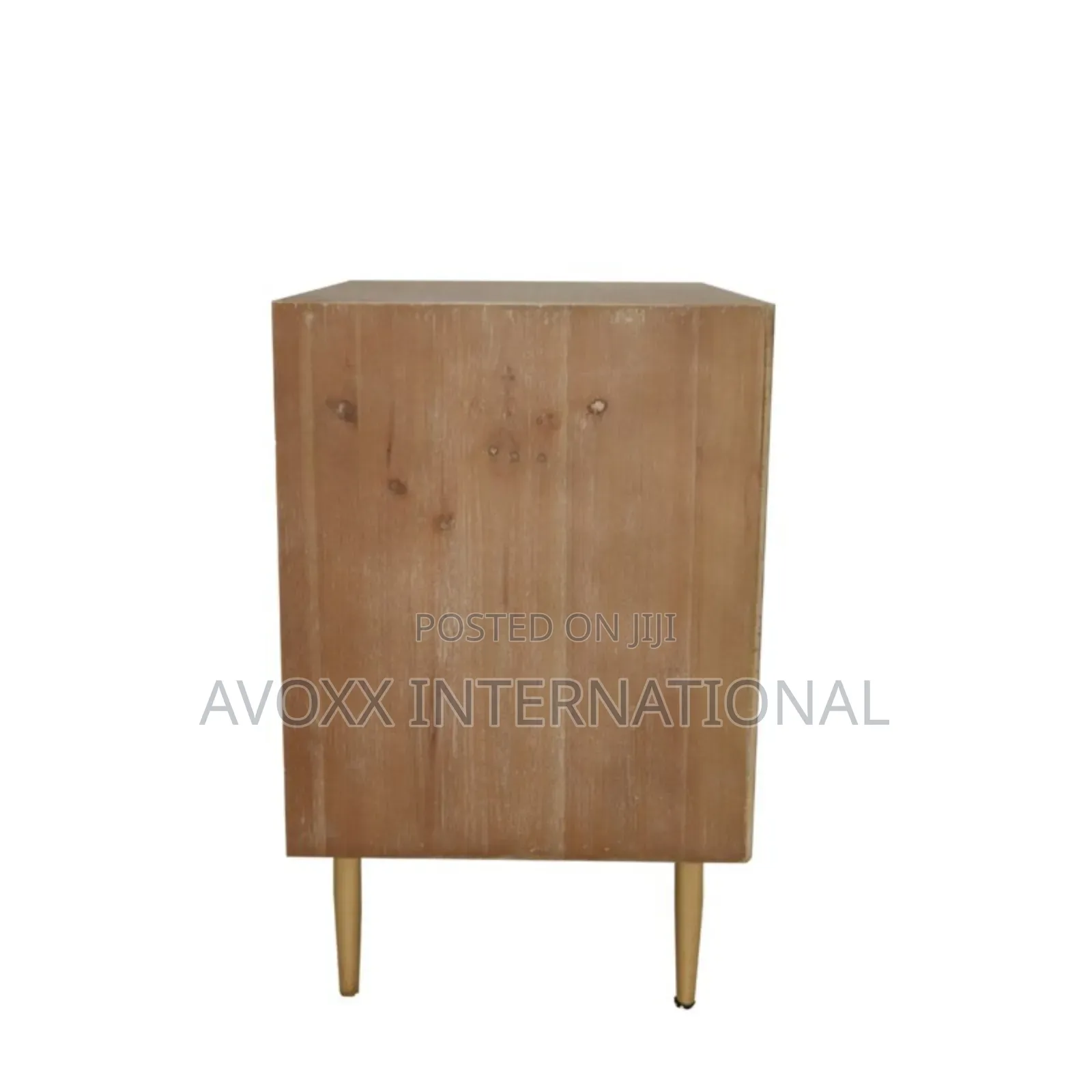 Nador Rustic Woven Fronts Nightstand, 2 Drawer End Table