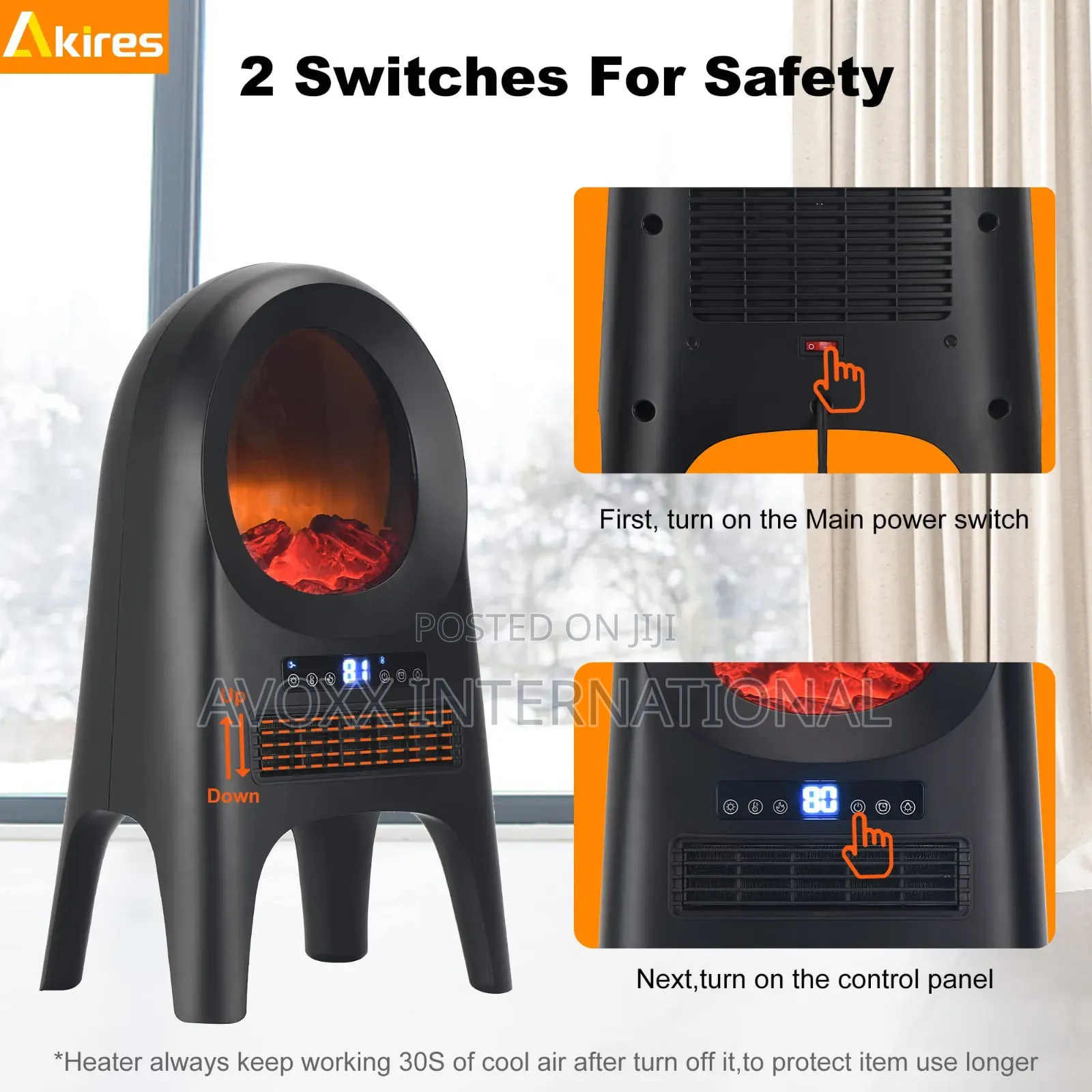 AKIRES 1500W Electric Fireplace Space Heater