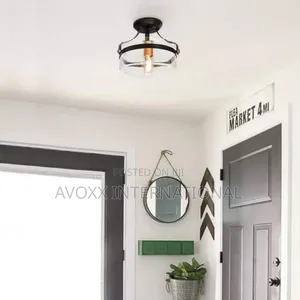 1-Light Round Glass Semi Flush Ceiling Light - 11" Farmhouse