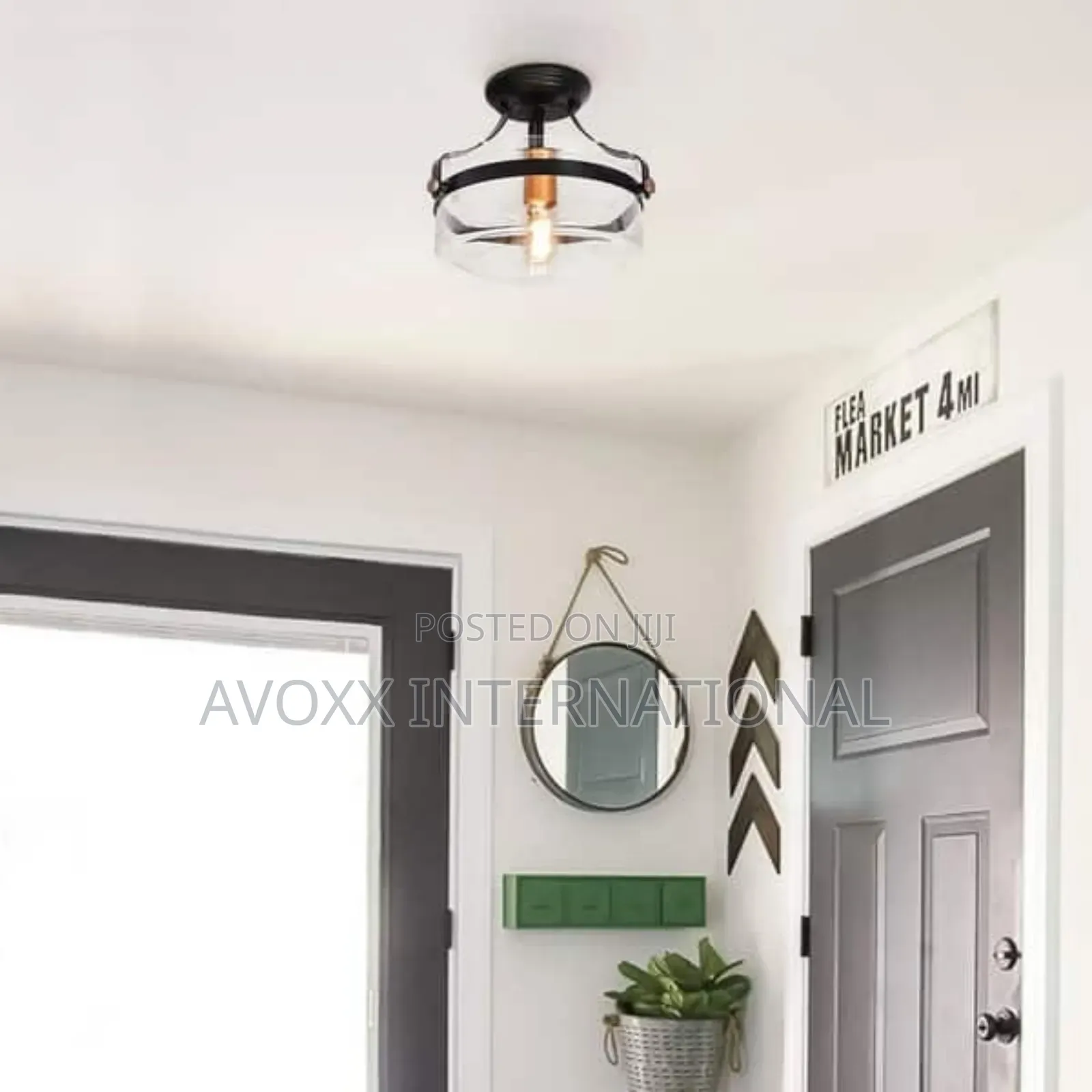 1-Light Round Glass Semi Flush Ceiling Light - 11" Farmhouse