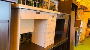 Creamy Office Desk With Drawers