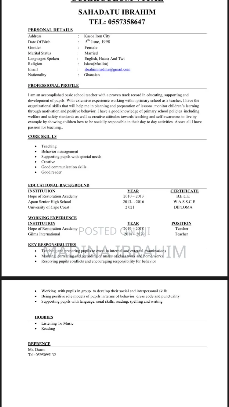 Teaching CV