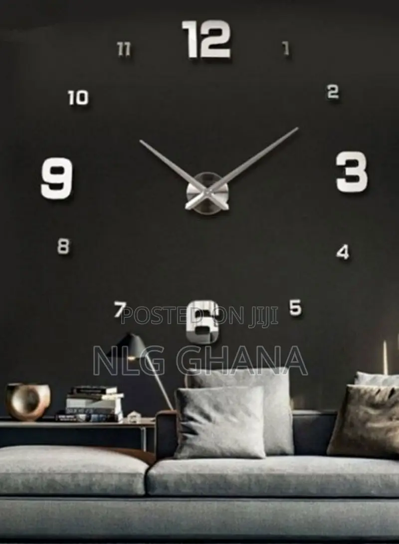 1m 3d Diy Modern Frameless Number Sticker Wall Clock