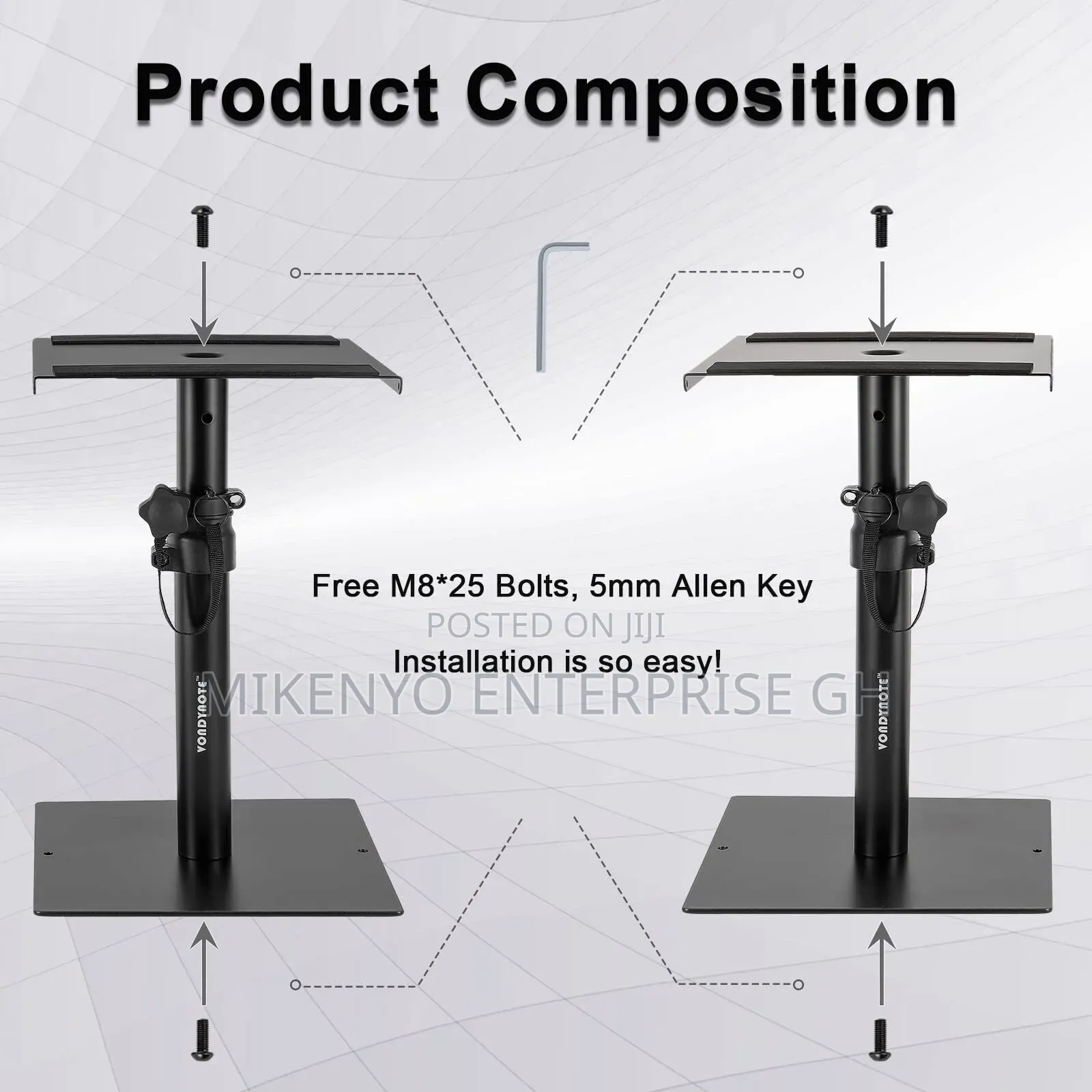 2x Heavy Duty Studio Monitor Speaker Stands Adjustable Pair