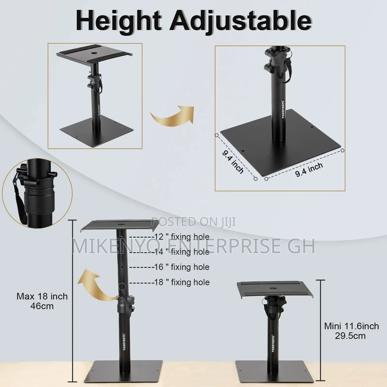 2x Heavy Duty Studio Monitor Speaker Stands Adjustable Pair