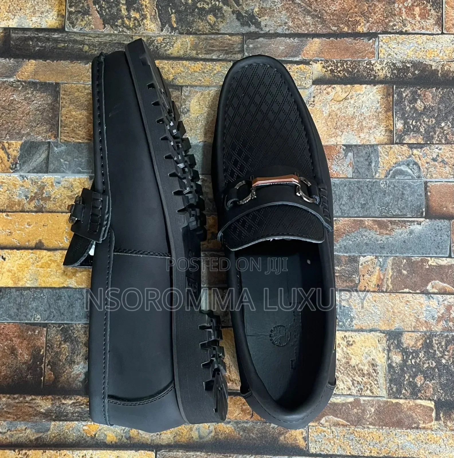 Original Black Leather Steel Chain Men Loafer Shoe