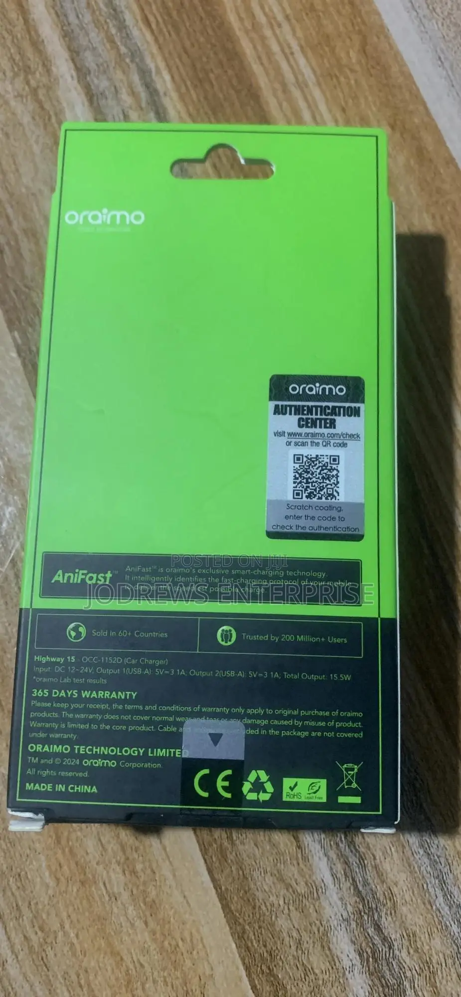 Oraimo Highway 15 15.5w Car Charger With 3-in-1 Cable