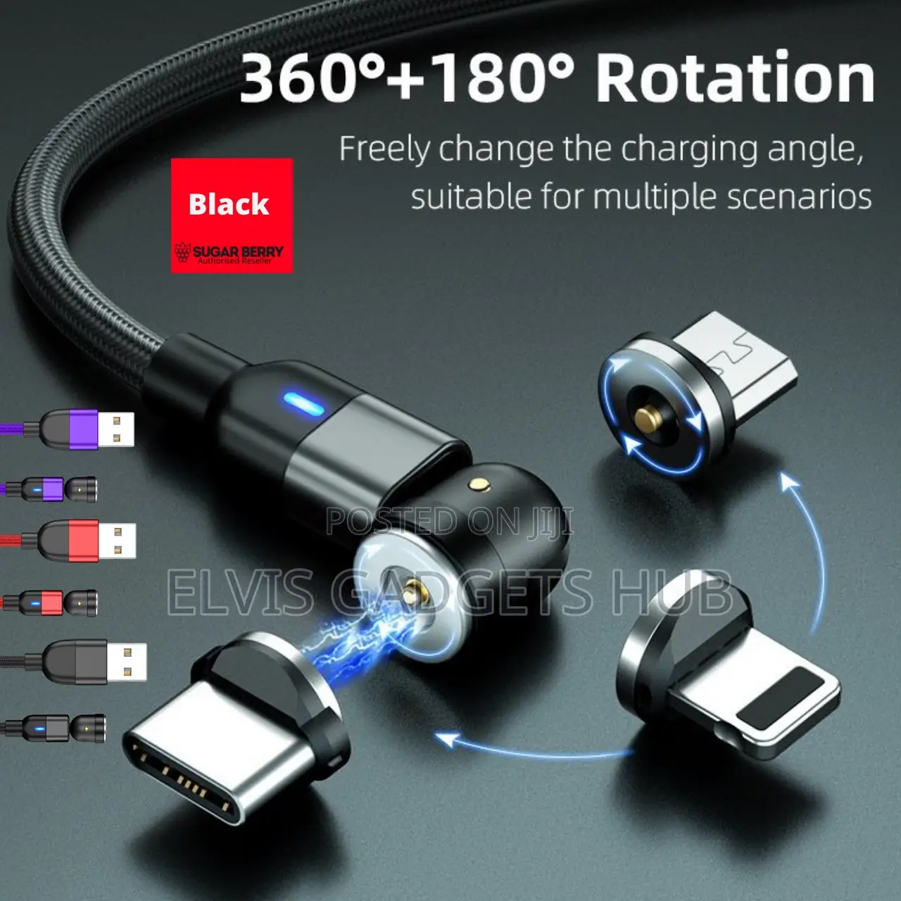 USLION Magnetic 540° Rotating Fast Charging Cable