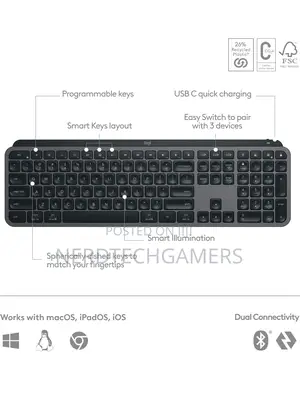 Logitech MX Keys S Wireless Keyboard, Backlighting -