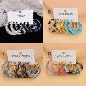 Circle Acrylic Earrings Set Geometric Colorful Resin Hoop Dr