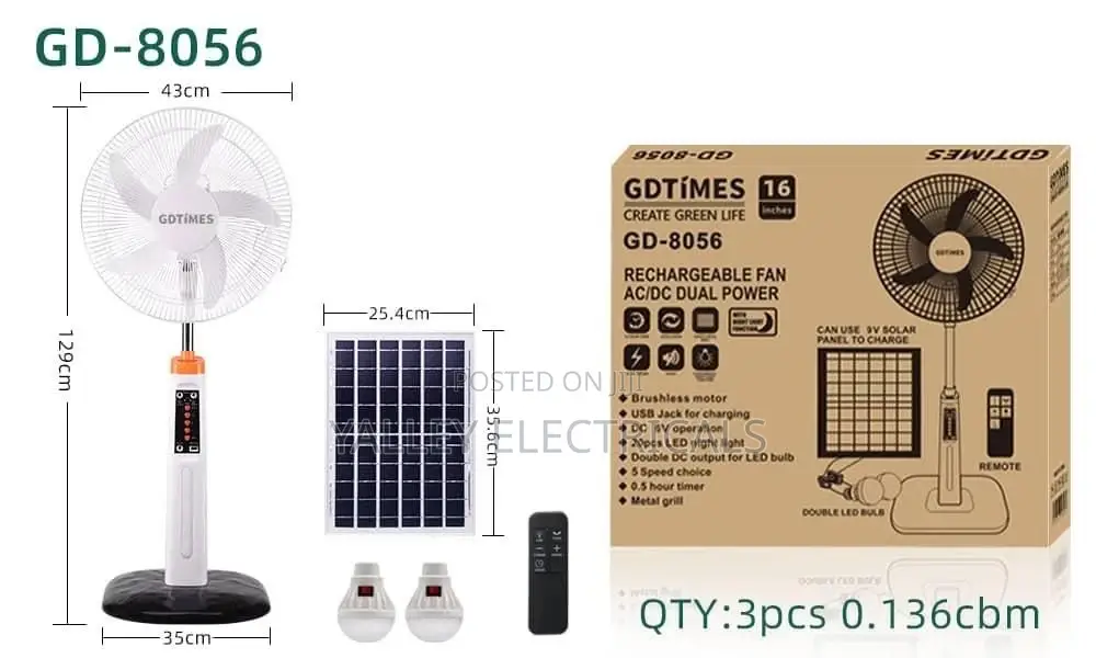 Rechargeable Fan 18” Solar Panel