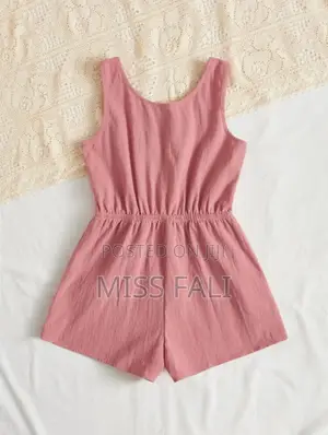 Tween Girl Button Front Bow Front Romper. 10years
