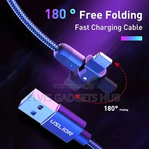 USLION Lightning Braided 180° Rotating Fast Charging Cable