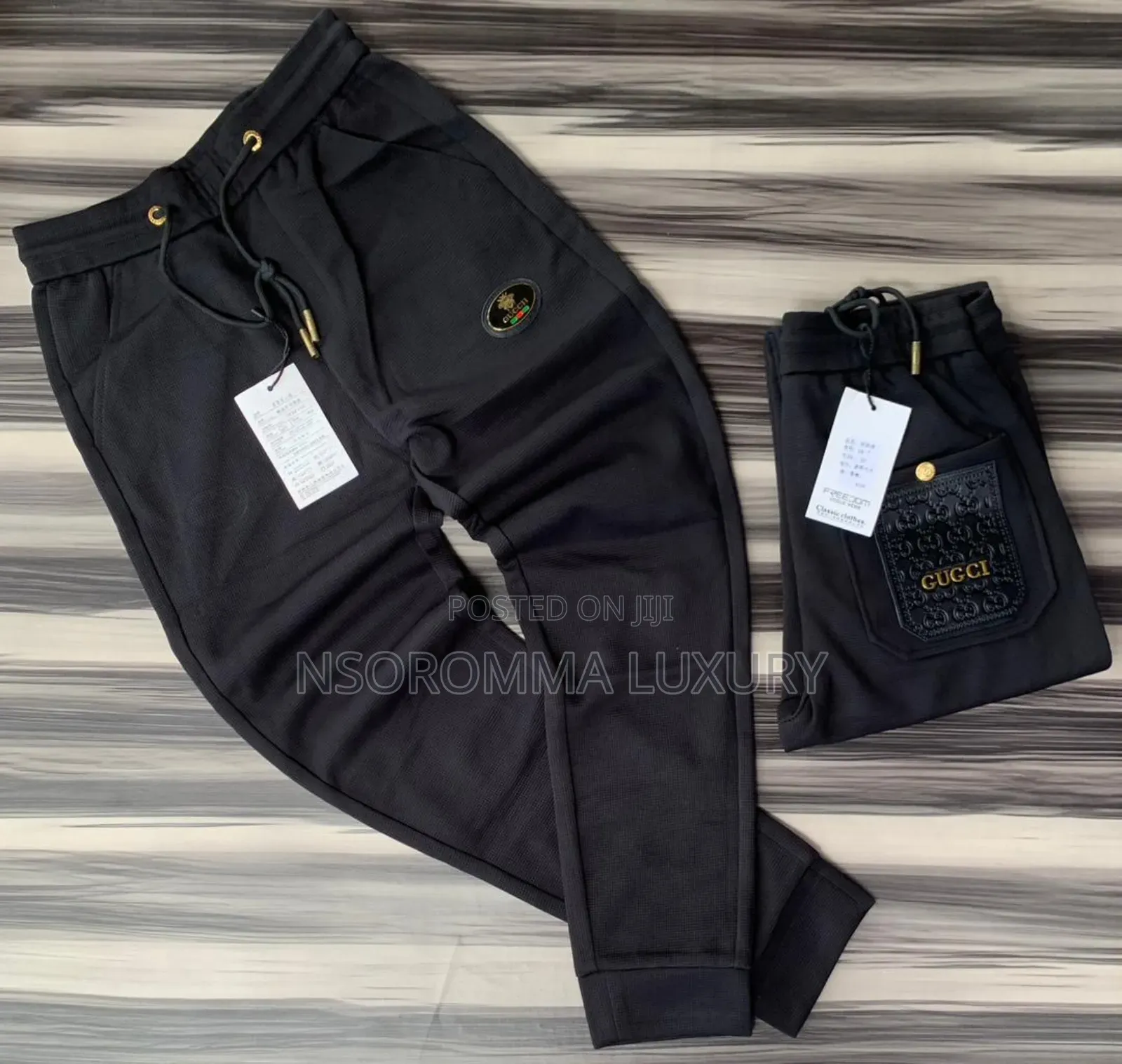 French Terry Joggers Black and Gold