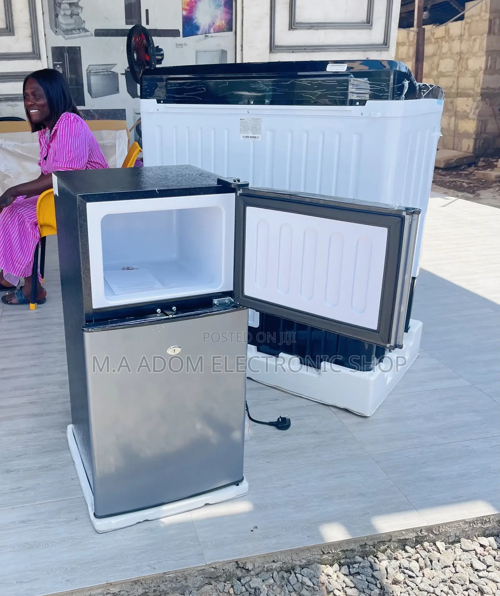 Authentic Pearl Table Top Double Door Refrigerator(Gray).