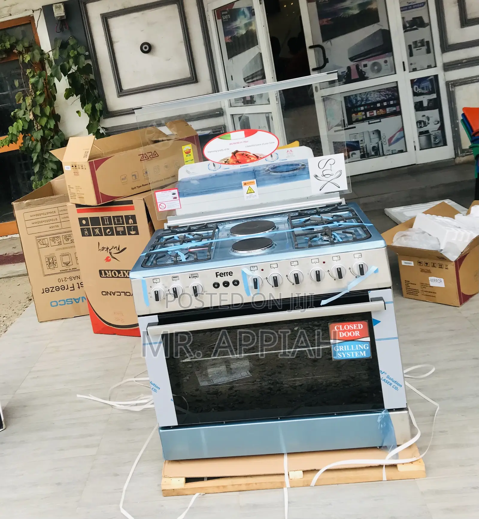 Authentic Ferre 4 Gas 2 Electric Burner 60x90cm(Silver).