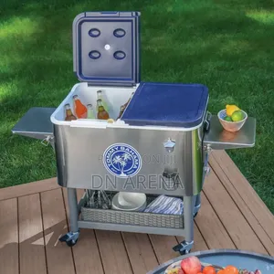 Tommy Bahamas Rolling Party Cooler Stainless Steel Body