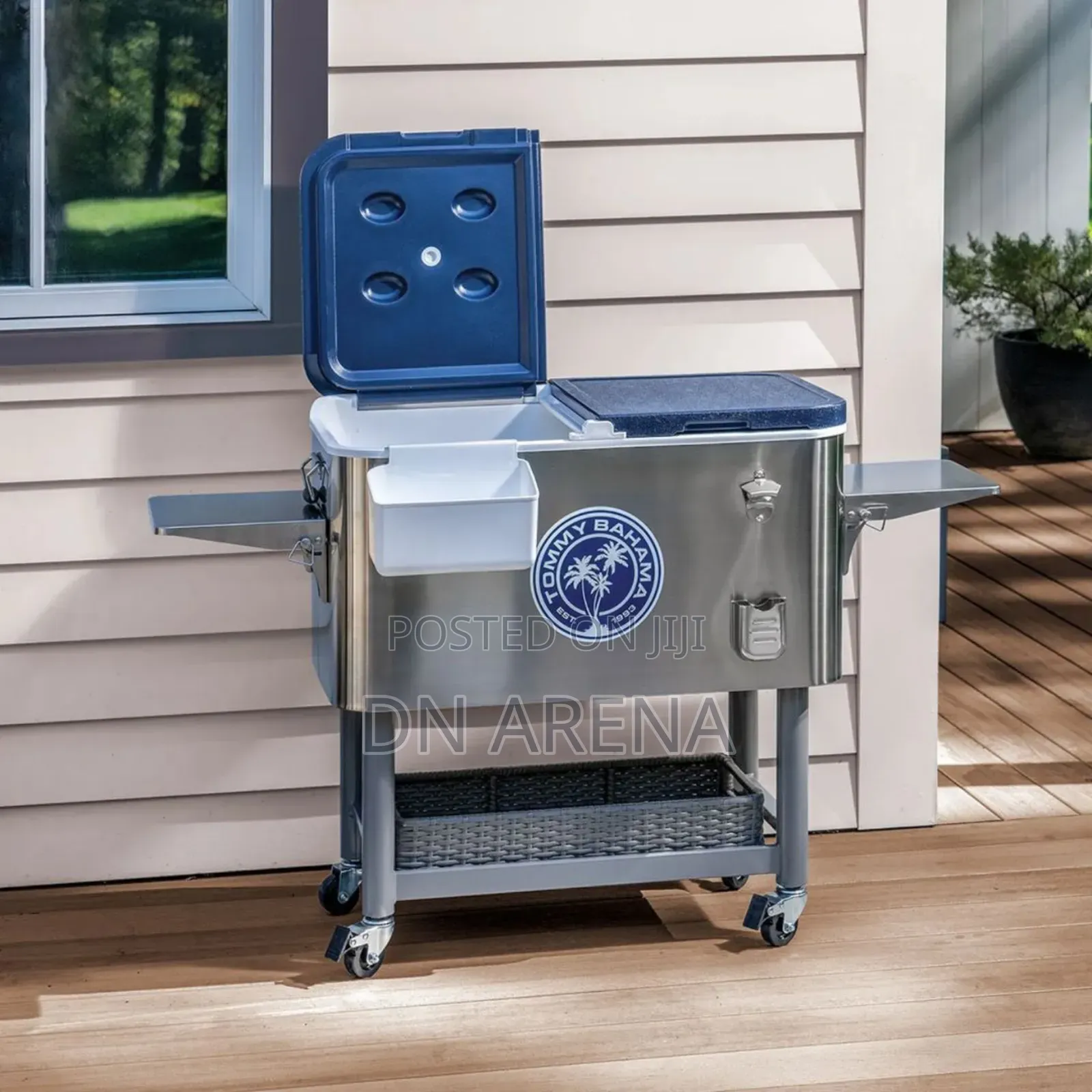 Tommy Bahamas Rolling Party Cooler Stainless Steel Body