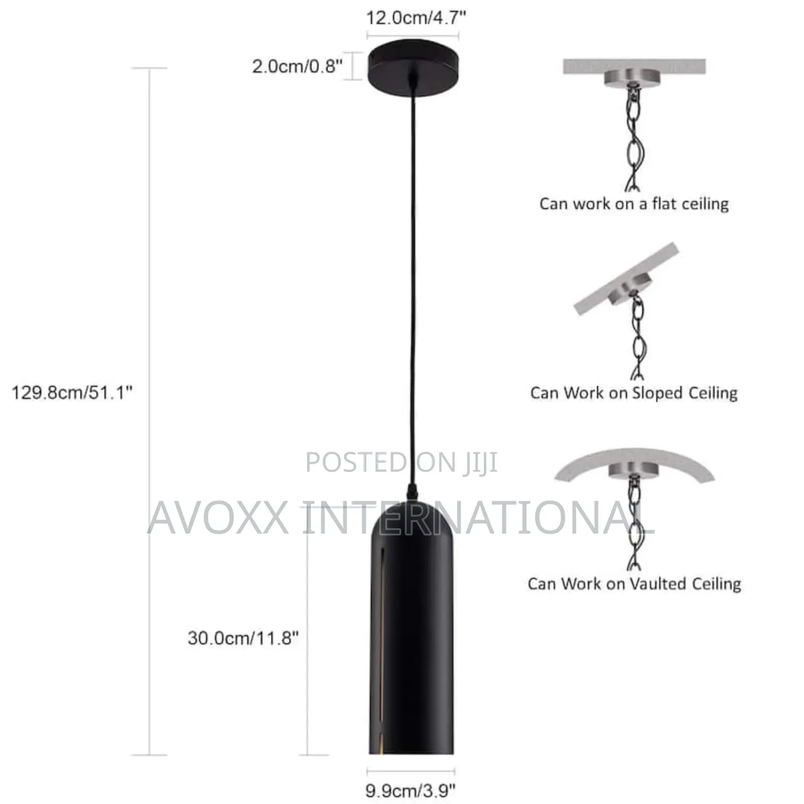 1-Light Industrial Cylinder Adjustable Hanging Light