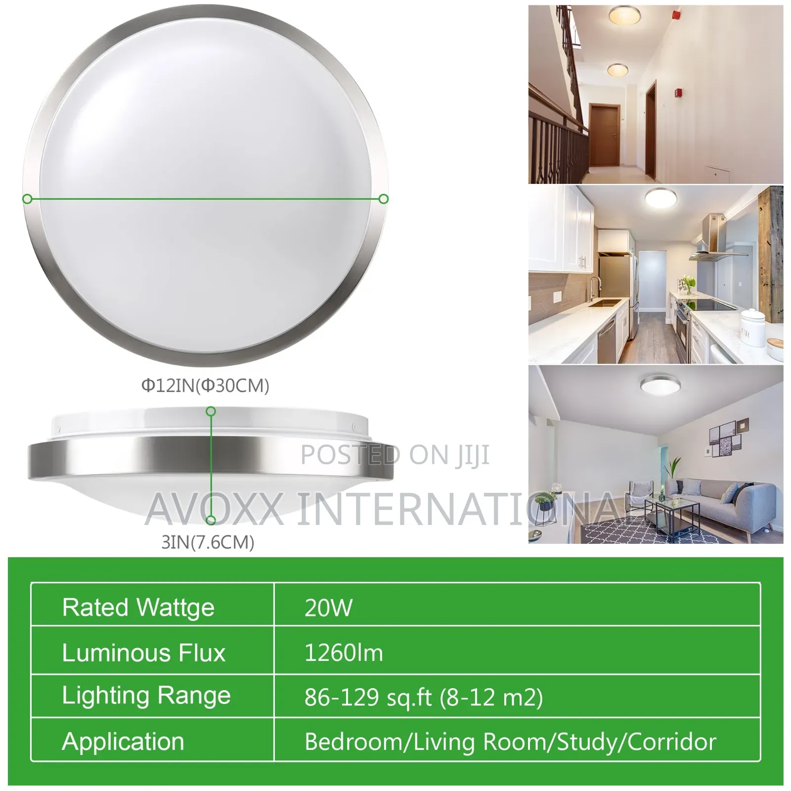 12" LED Ceiling Light JACKYLED 5 Color Temperature Flush