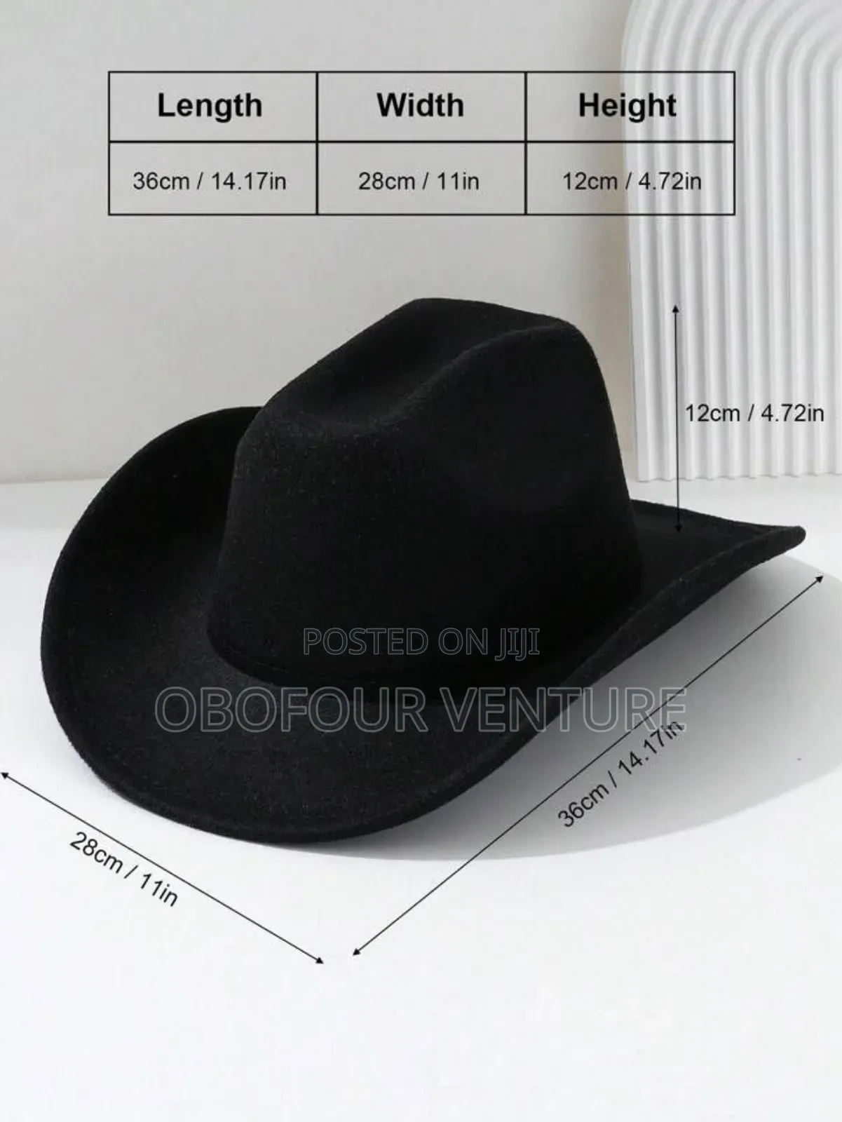 Angel! Black Cowboy Fedora Hat   in Stock