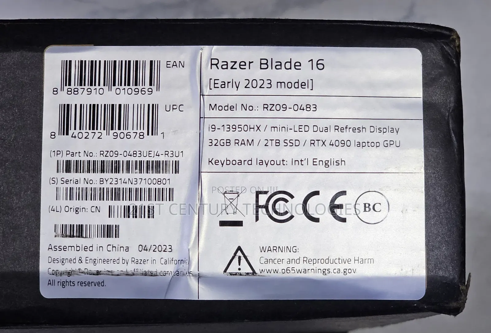 New Laptop Razer Blade 32GB Intel Core i9 SSD 2T