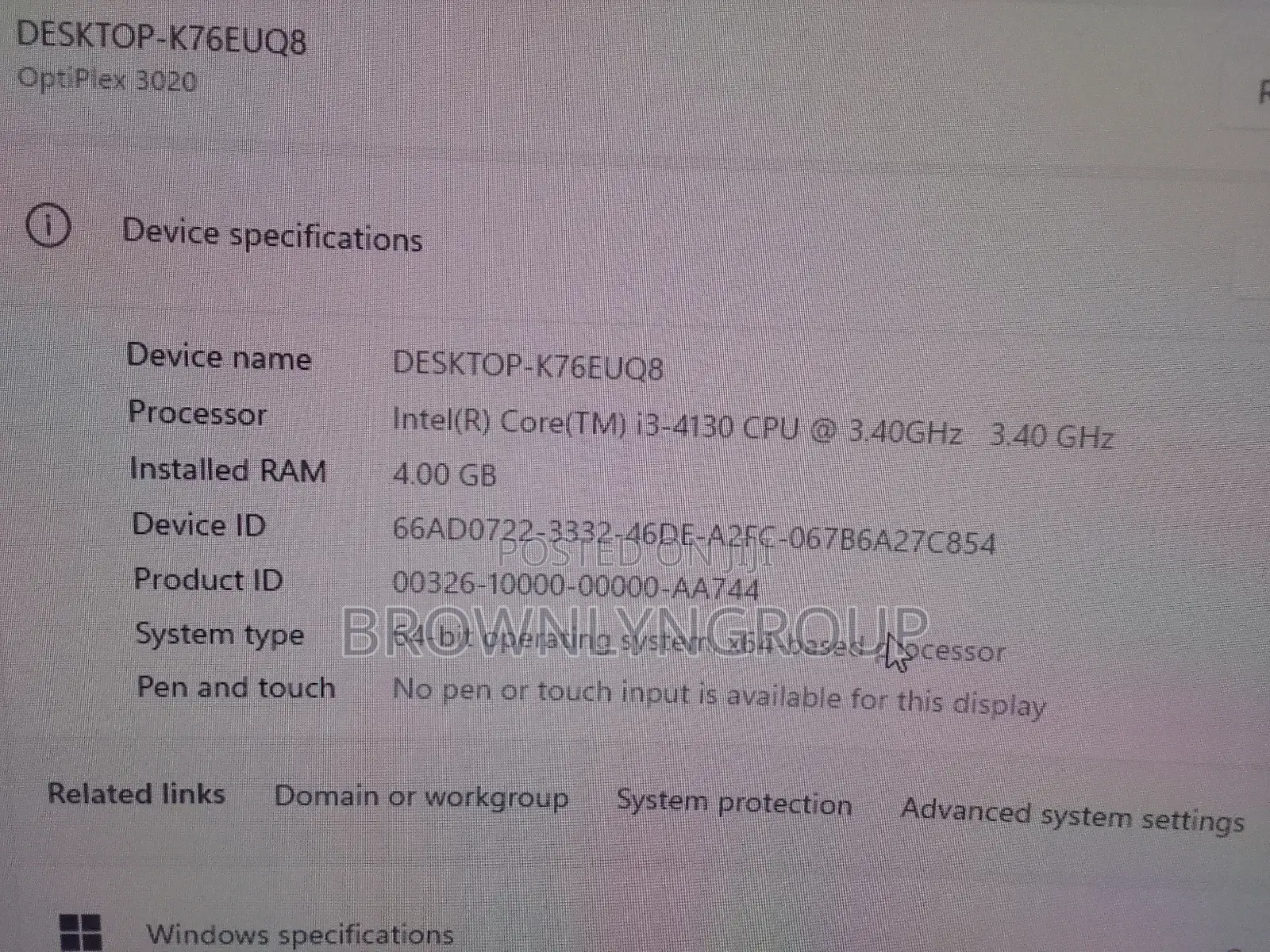 Desktop Computer Dell OptiPlex 3020 4GB Intel Core I3 HDD 1.5T