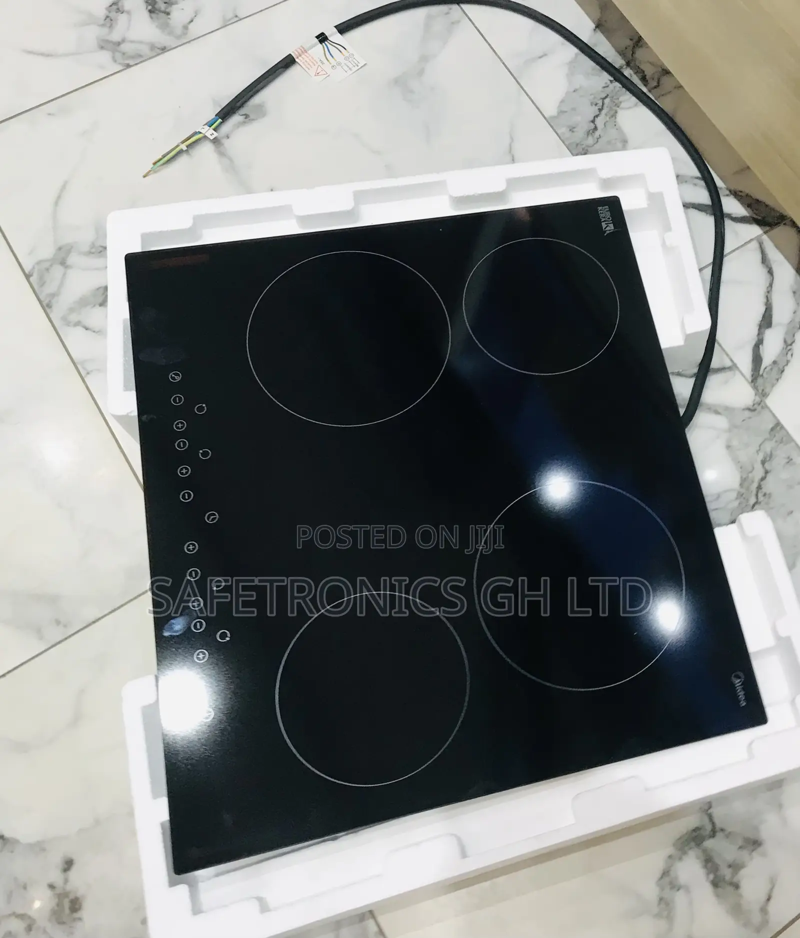 Order Black Glass 4 Gas Hobs Midea Touch
