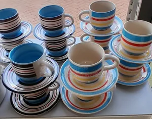 Colourful Ceramic Mug and Saucer