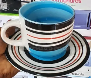 Colourful Ceramic Mug and Saucer