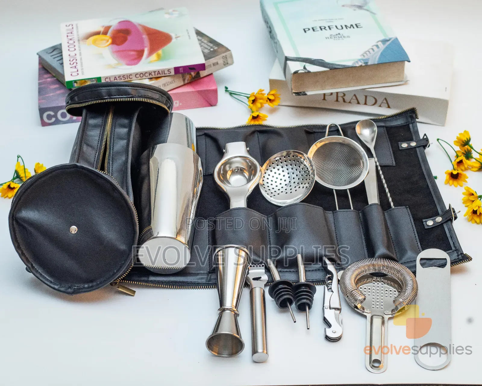 14pcs Cocktail Tools in Leather Bag