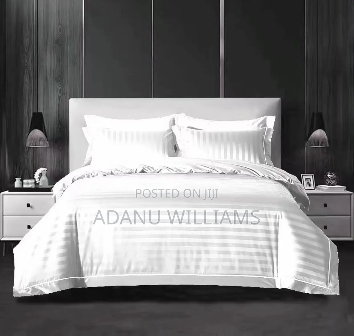 Luxury Hotel Stripped 8pcs Duvet Set( Diff Plain Colors