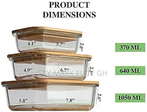 3 Set Borosilicate Glass Bowl With Bamboo Lid