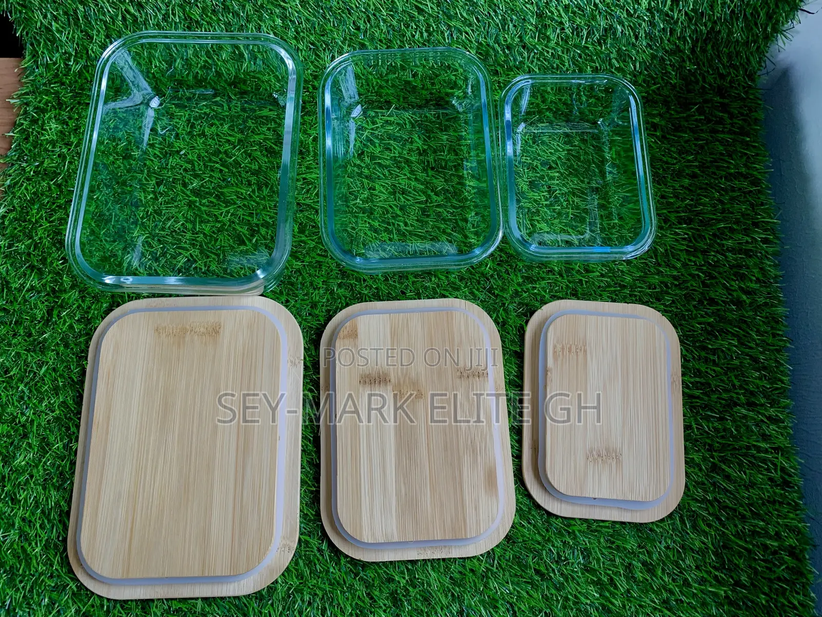 3 Set Borosilicate Glass Bowl With Bamboo Lid