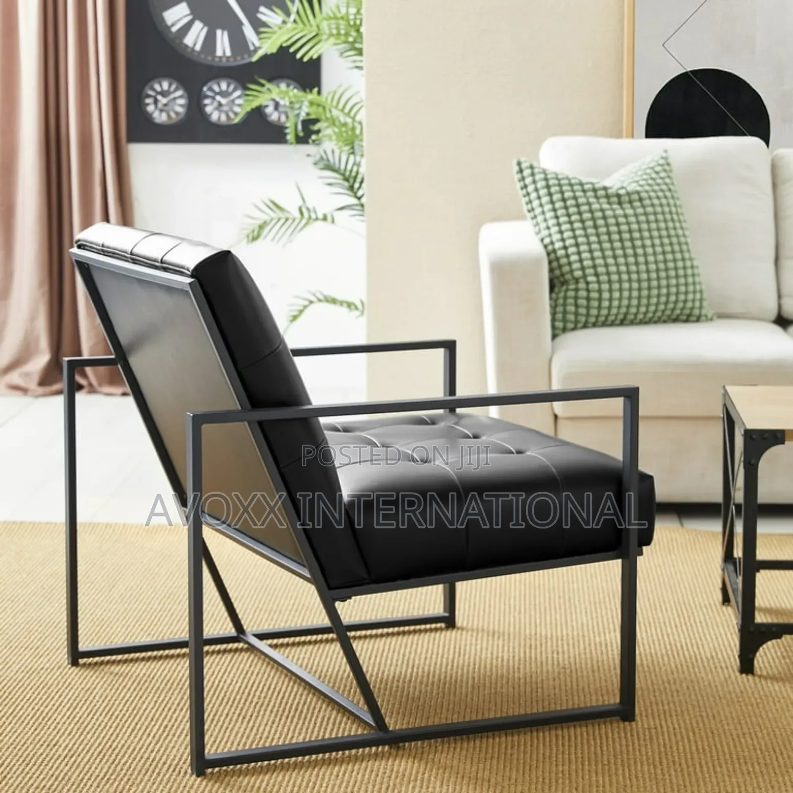 Glitzhome Leatherette Button-Tufted Accent Arm Chair
