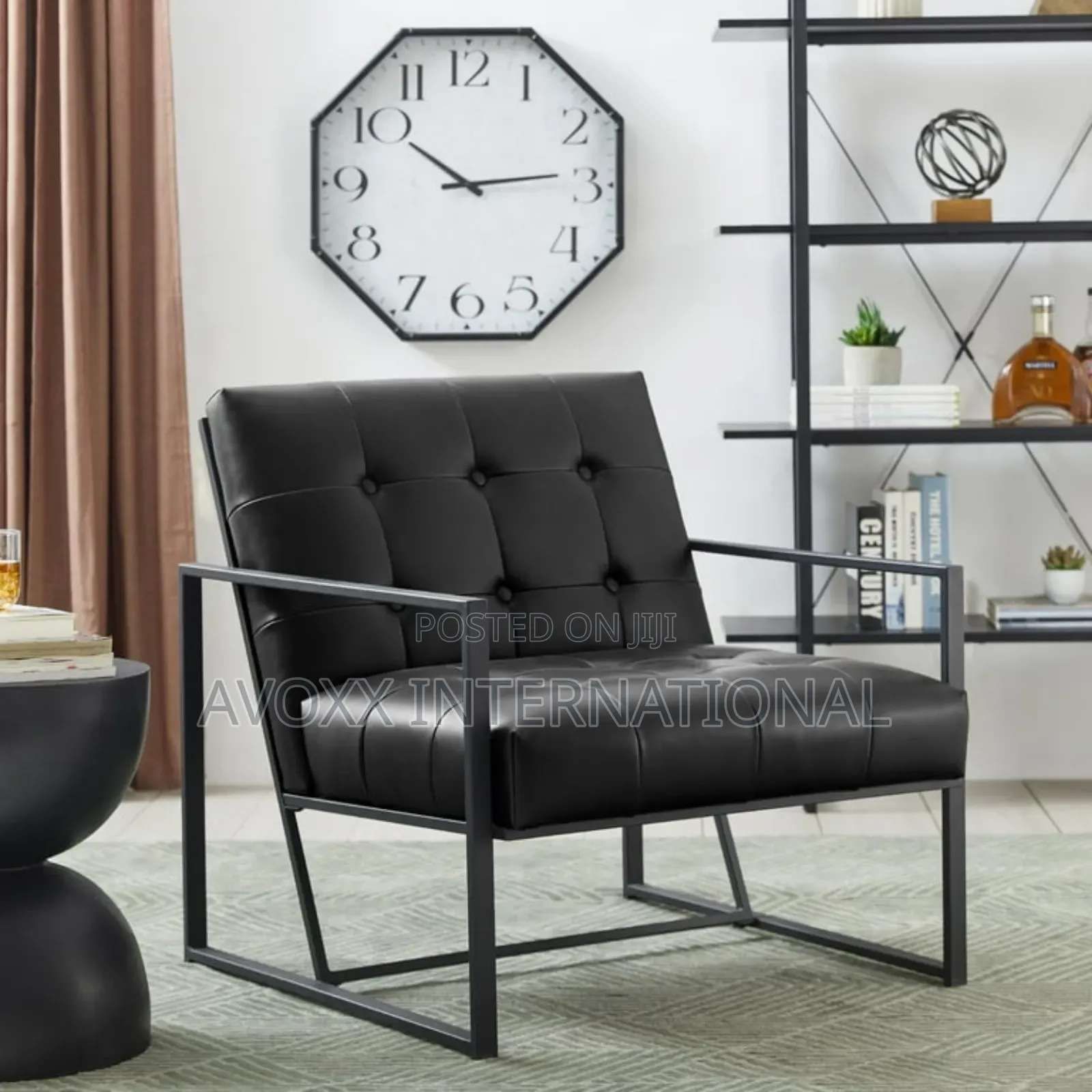 Glitzhome Leatherette Button-Tufted Accent Arm Chair