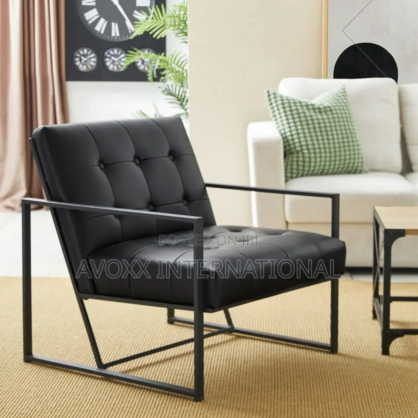 Glitzhome Leatherette Button-Tufted Accent Arm Chair