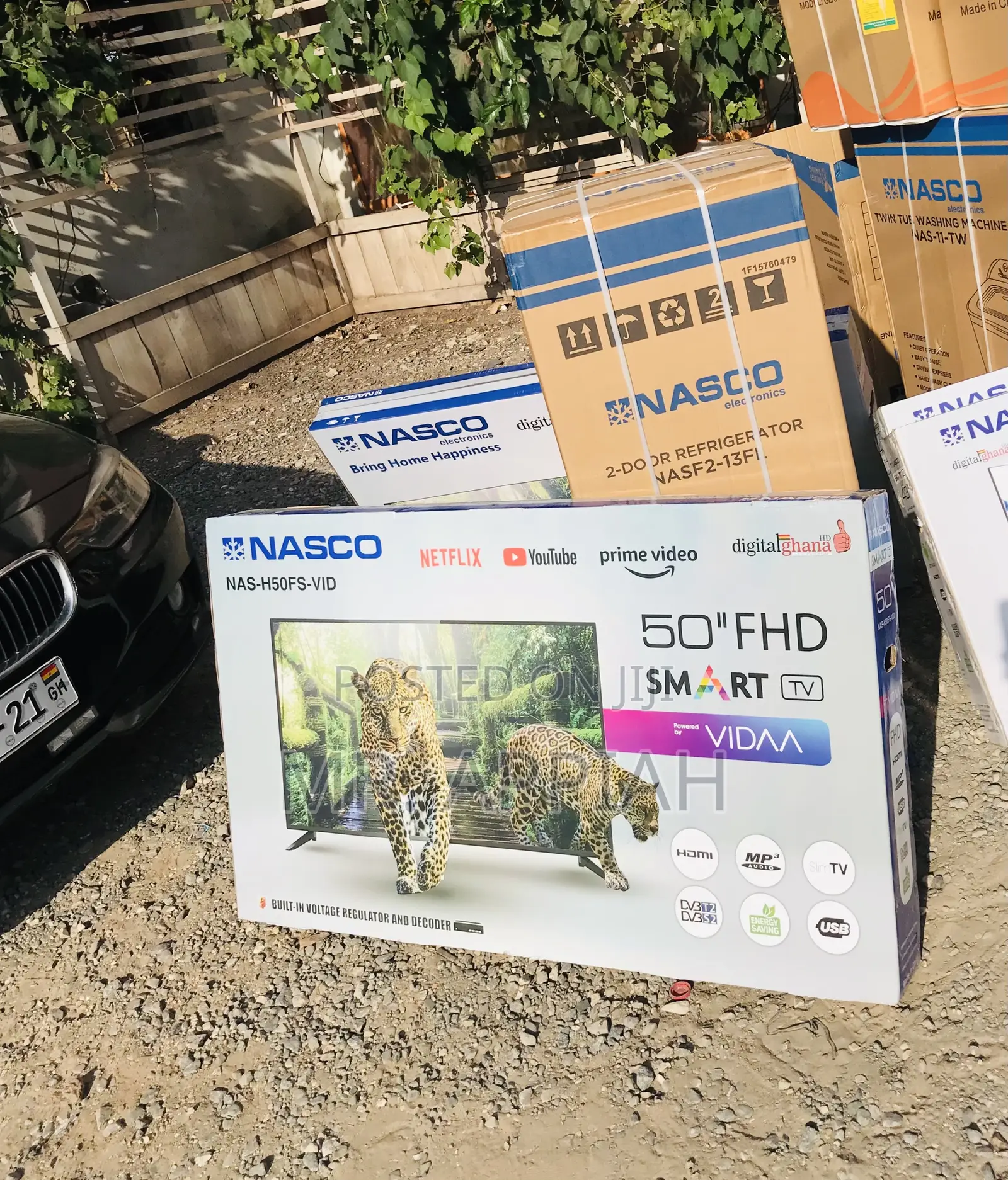 Shop Unique Nasco 50 Inch Smart Satellite Android Tv, Black