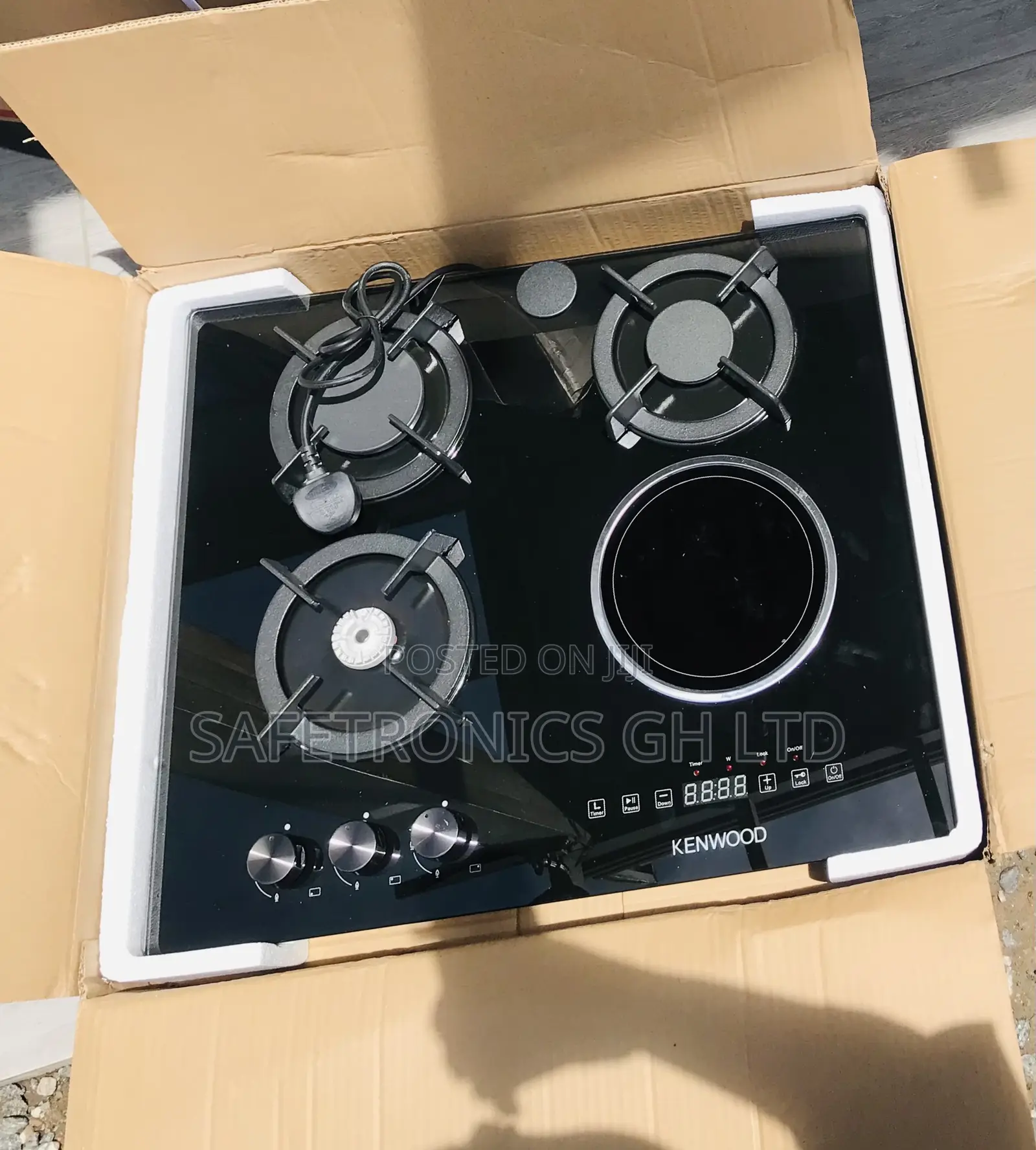 Get 60cm Midea 1 Electric 3 Gas Hobs Black