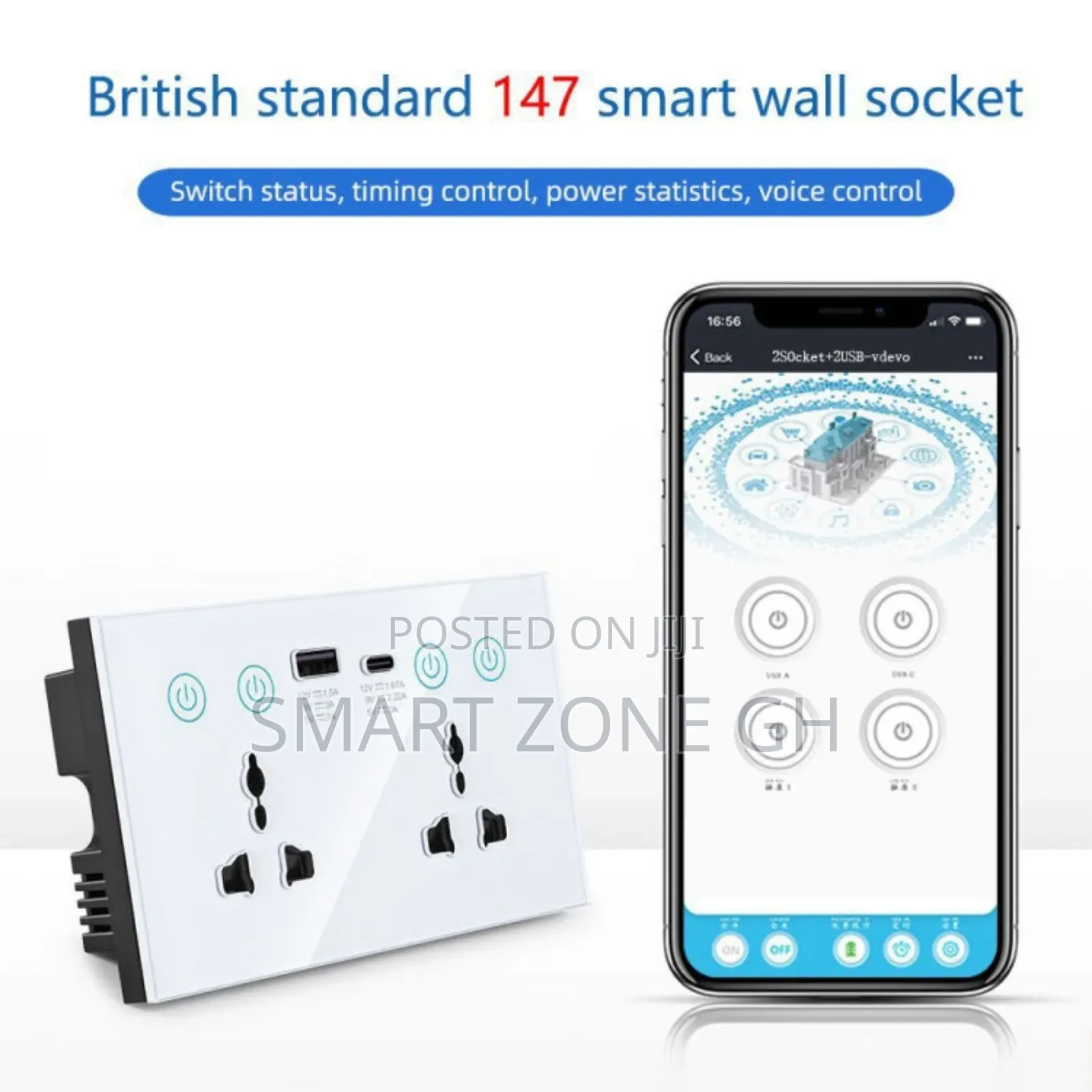 Smart Zigbee Double Socket With Type C