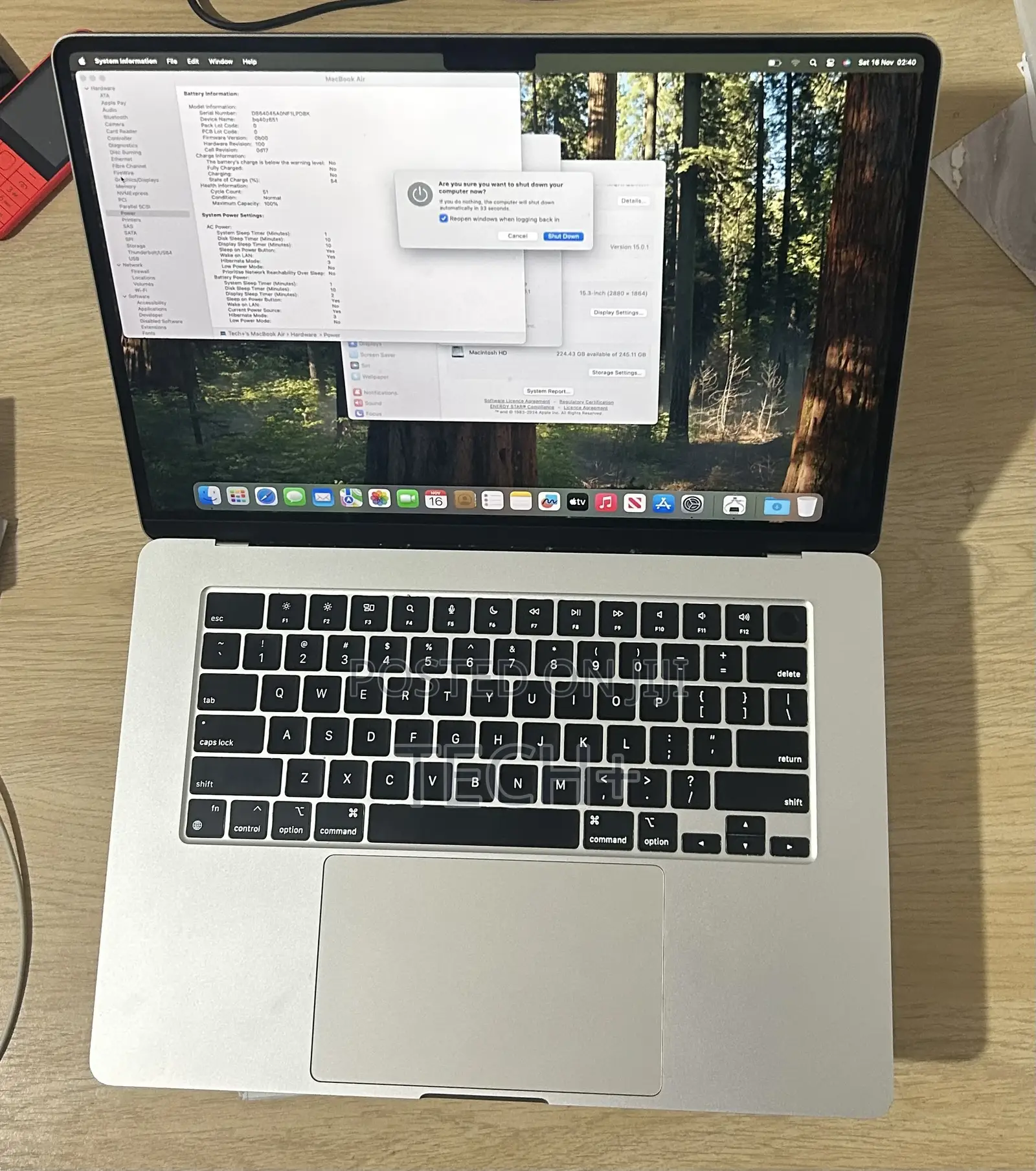 Laptop Apple MacBook Air 2024 M3 15-Inch 8GB Apple M3 SSD 256GB