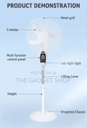 Rechargeable Standing Fan With Speaker