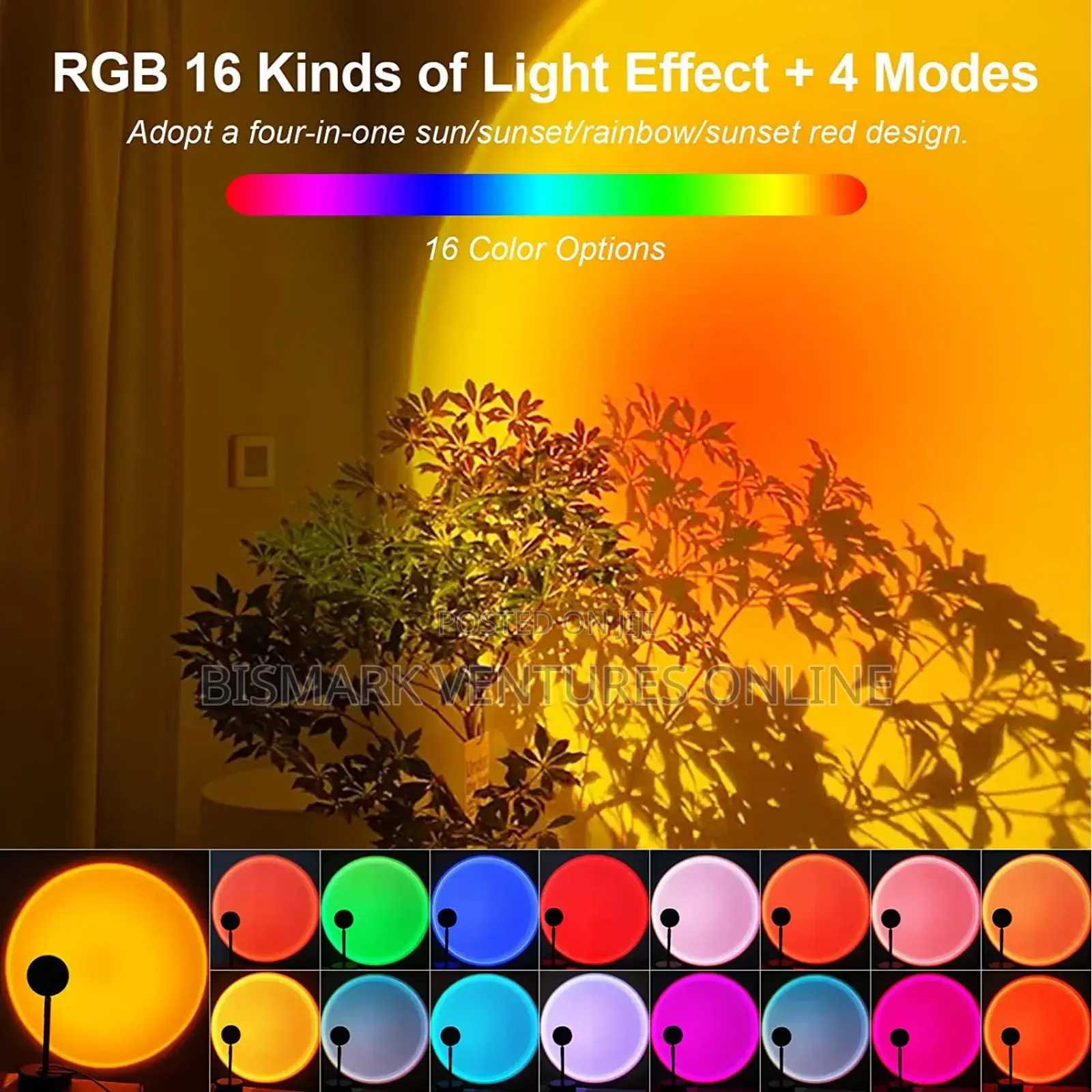 16 Colors Sunset Projection Lamp, Rainbow Night Light