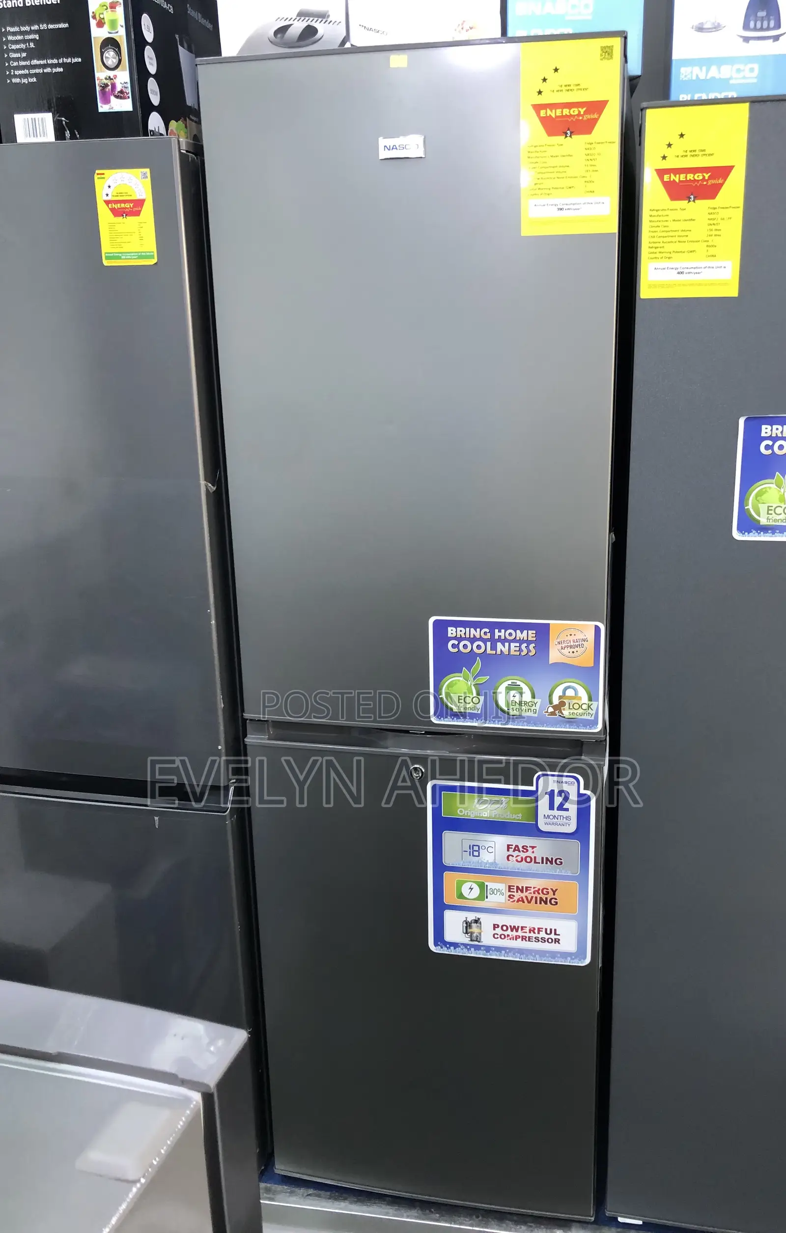 Nasco Double Door Fridge 258liters