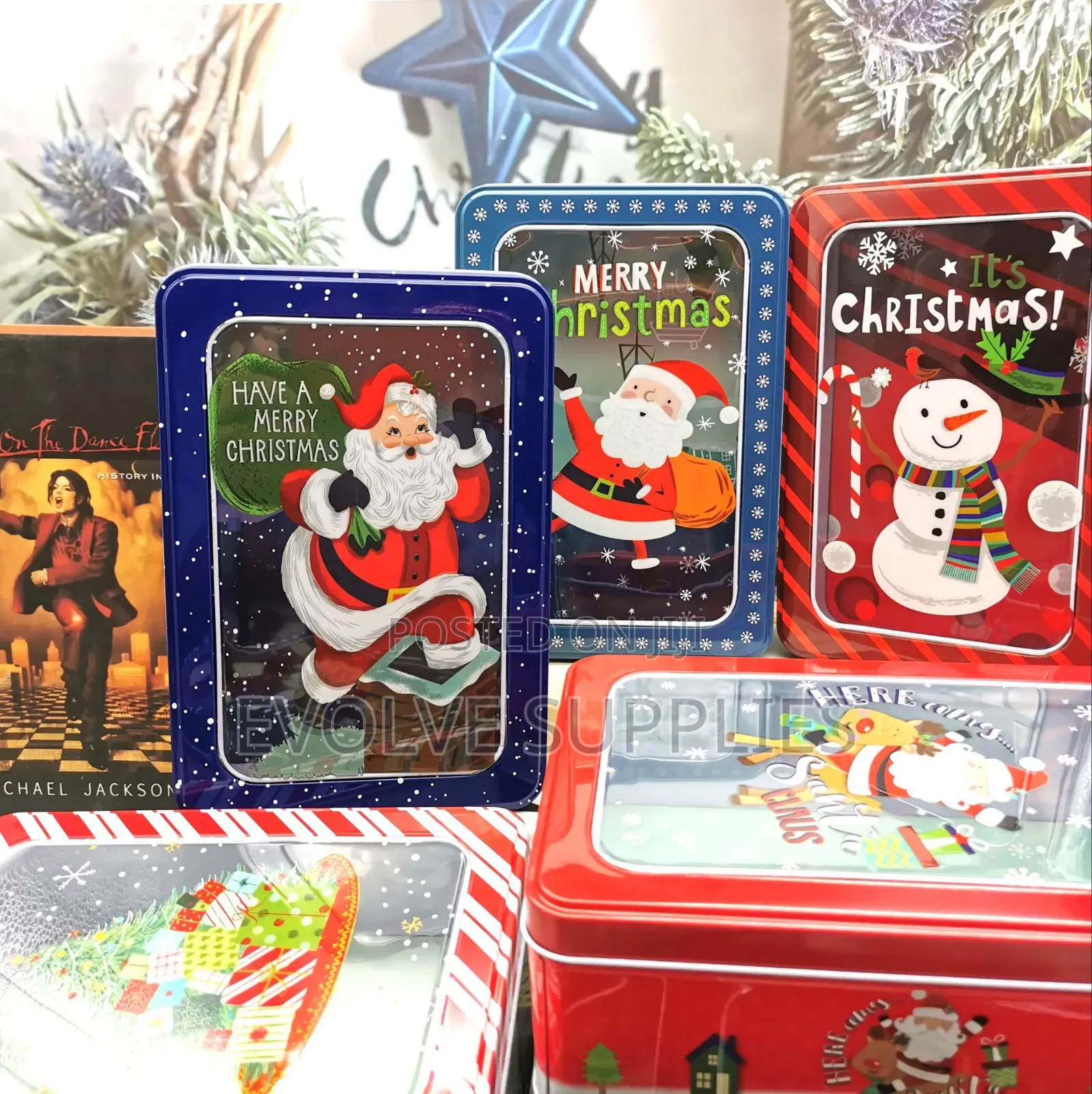 Christmas Cookie Tins (19cm X 13cm X 7cm)