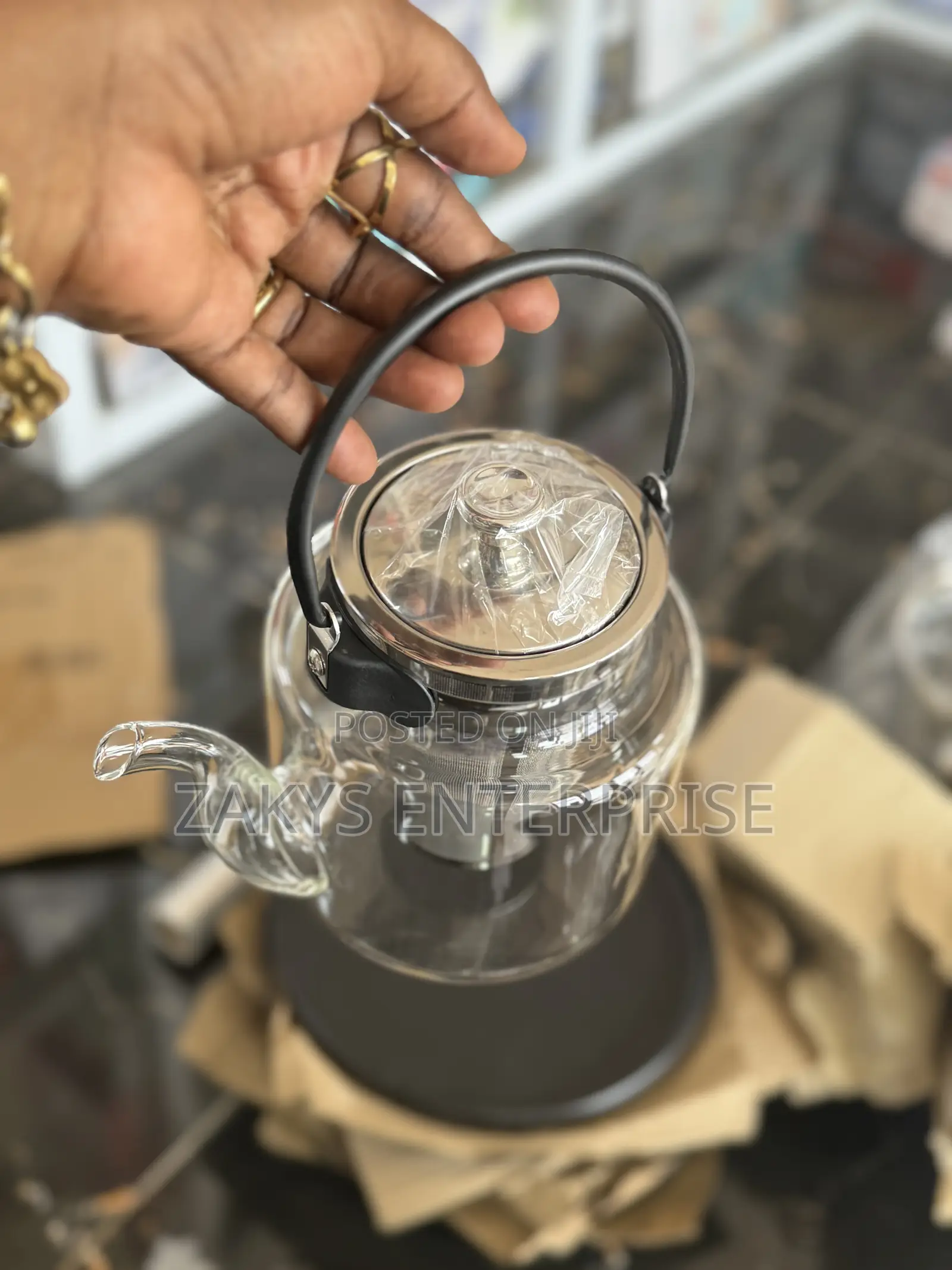 Stove Top Glass Kettle With Strainer
