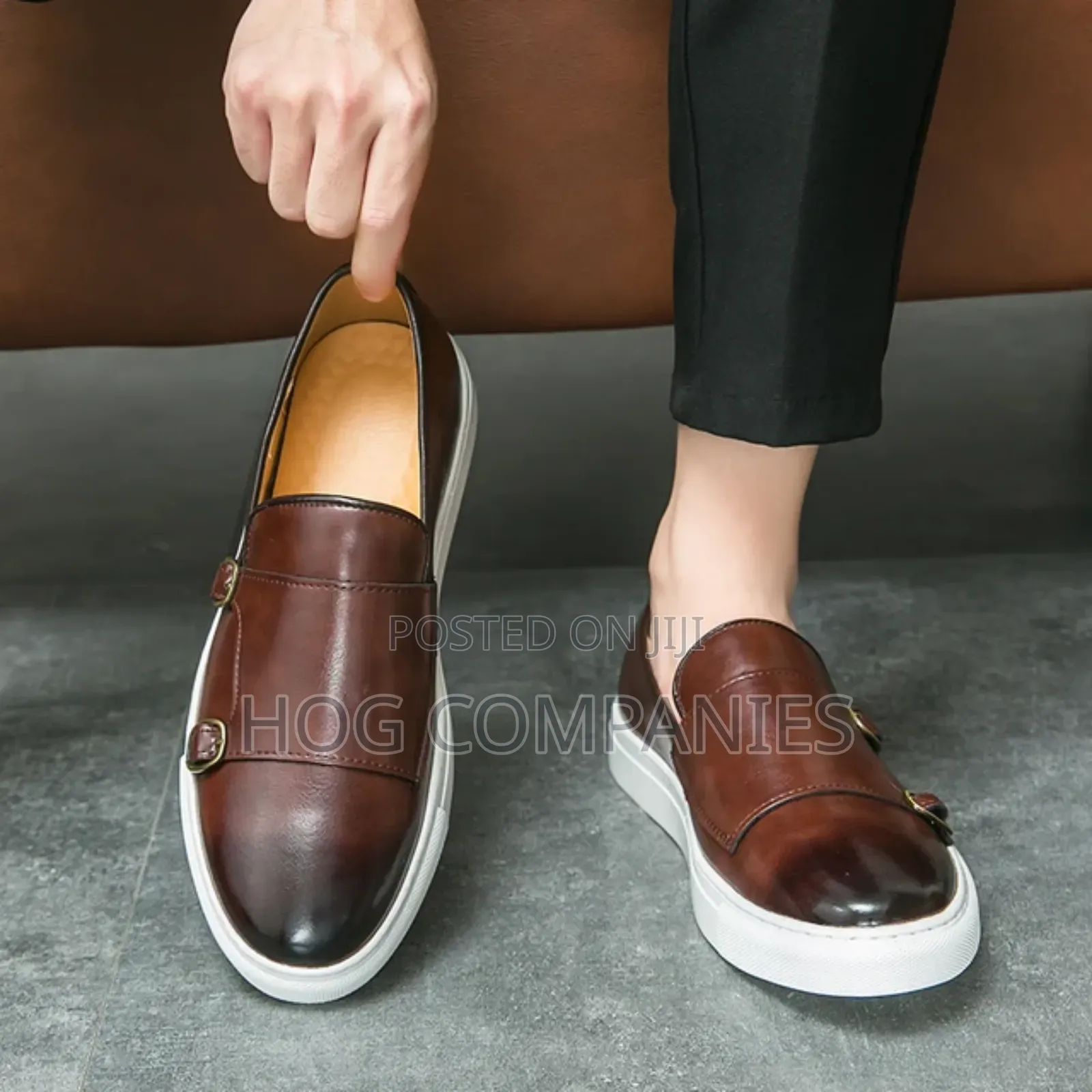 Men's Fashion Casual Double Buckle Leather Shoes Loafers
