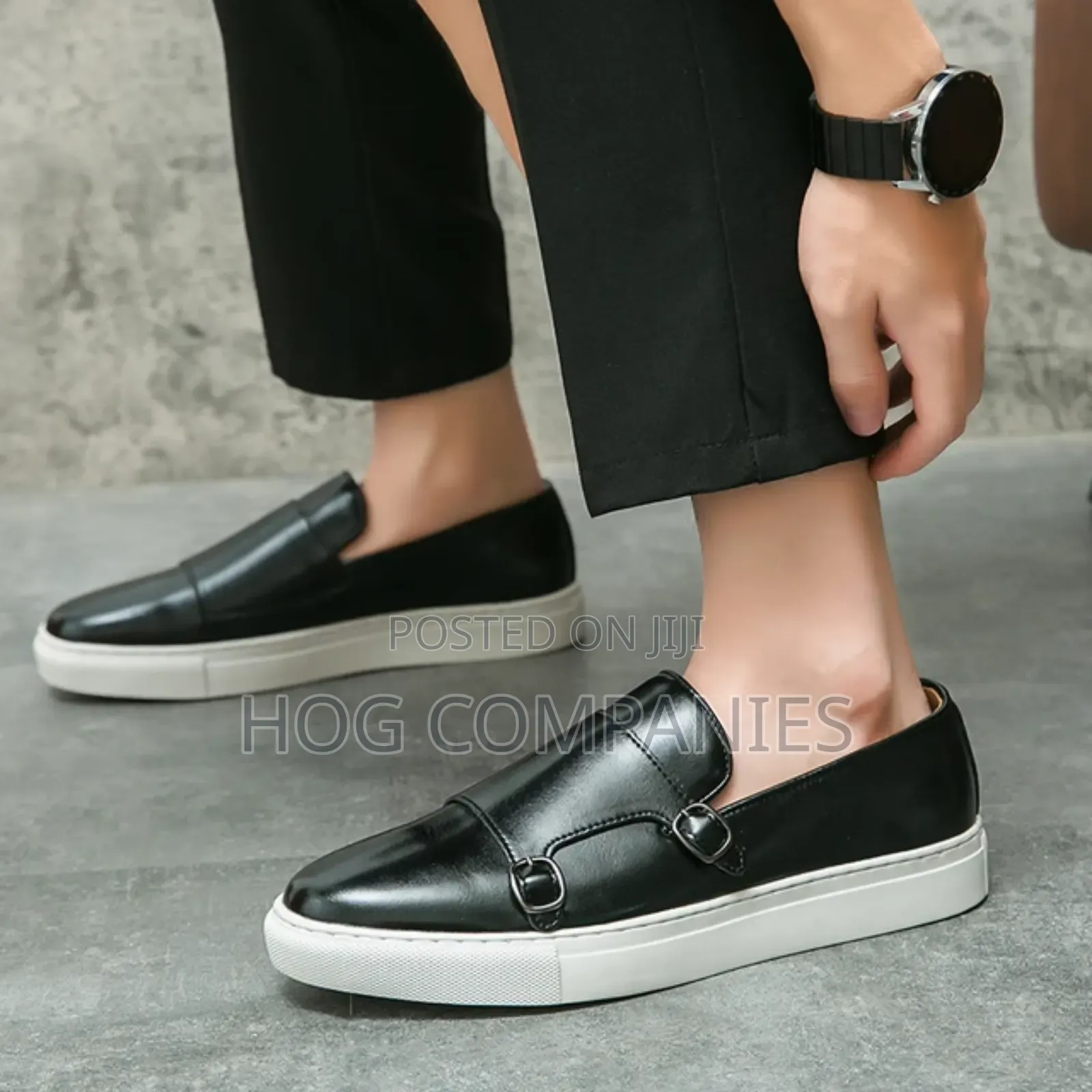Men's Fashion Casual Double Buckle Leather Shoes Loafers